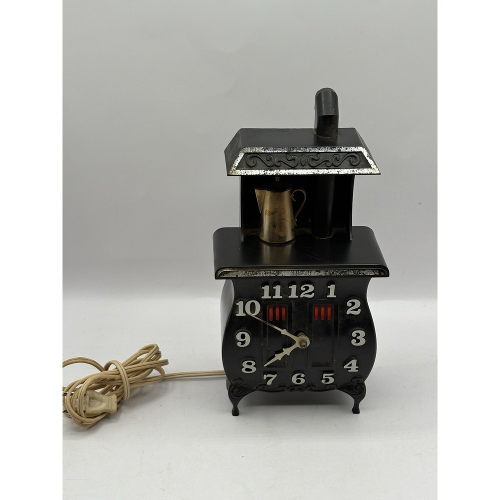 Vintage 1970s Spartus Pot Belly Stove Wall Clock Free Standing Grannycore